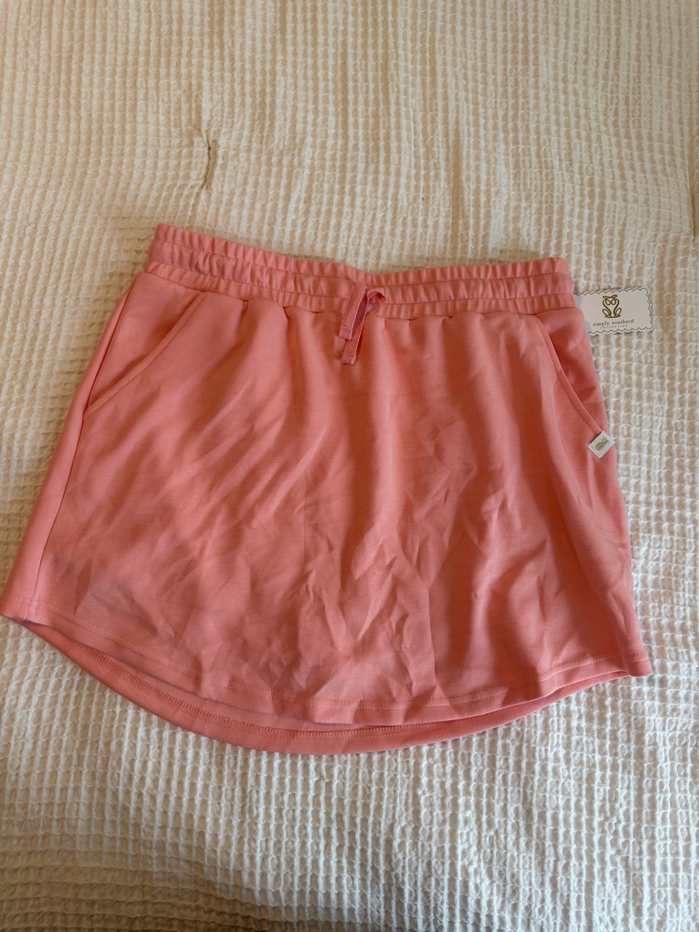 Simply Southern Coral Pink Mini Skort with Drawstring